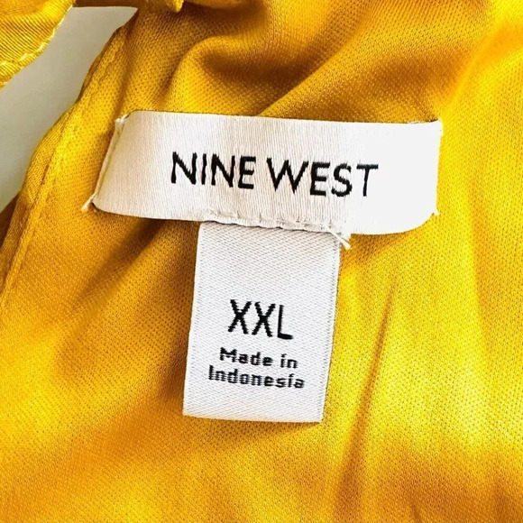 NWT NINE WEST Women Sleeveless Pullover High Neck Pleaded Yellow Shirt Size XXL - Picture 11 of 13